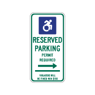 Connecticut Handicap Parking Sign with Active ISA - Right Arrow - 12x24 - Made with Reflective Rust-Free Heavy Gauge Durable Aluminum available at STOPSignsAndMore.com