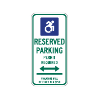 Connecticut Handicap Parking Sign with Active ISA - Double Arrow - 12x24 - Made with Reflective Rust-Free Heavy Gauge Durable Aluminum available at STOPSignsAndMore.com