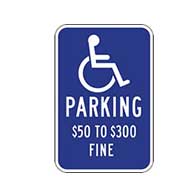 Missouri State Reserved For Handicap Parking $50 To $300 Fine Sign 12x18 Reflective rust-free heavy-gauge (.063) aluminum Handicapped Parking Signs for Missouri