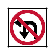 MUTCD R3-18 No Left or U Turn Sign - 30x30 - Our Signs Are Made with Reflective Vinyl, Rust-Free Heavy Gauge Durable Aluminum Available at STOPSignsAndMore.com