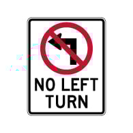 No Left Turn with Symbol Sign - 24x30 - Reflective Rust-Free Heavy Gauge Aluminum Road Signs.