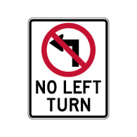 No Left Turn with Symbol Sign - 24x30 - Reflective Rust-Free Heavy Gauge Aluminum Road Signs.