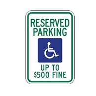 West Virginia State Reserved For Handicap Parking Sign - 12x18