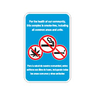 No Smoking This Is A Smoke Free Community Sign - 12x18 - Made with Reflective Vinyl, Rust-Free Heavy Gauge Durable Aluminum Available at STOPSignsAndMore.com