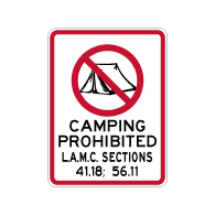 City of Los Angeles M.C. No Camping Sign - 18x24 - Reflective rust-free heavy-gauge aluminum Property Signs