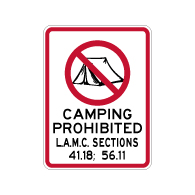 City of Los Angeles M.C. No Camping Sign - 18x24 - Reflective rust-free heavy-gauge aluminum Property Signs