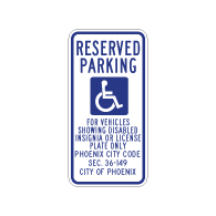 Arizona State Handicap Reserved Parking Sign  - 12x24 - Made with Reflective Rust-Free Heavy Gauge Durable Aluminum available at STOPSignsAndMore.com