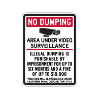 California Penal Code No Dumping Fine Sign - 18x24 - Made with Engineer Grade Reflective Rust-Free Heavy Gauge Durable Aluminum available at STOPSignsAndMore.com