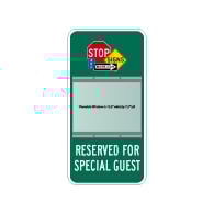 Custom Parking Sign with Large Changeable Name Holding Slot - 12x24 - Reflective Rust-Free Heavy Gauge Aluminum - No Extra Charge for Full Digital Color