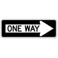 R6-1R One Way Right Arrow Signs - 36X12 - Official MUTCD Reflective Rust-Free Heavy Gauge Aluminum Road Signs