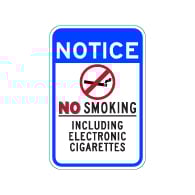 No Smoking Including Electronic Cigarettes Sign - 12x18 - Non-reflective