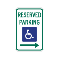 R7-8 Federal Disabled Reserved Parking Signs with Right Arrow - 12x18 - Reflective Rust-Free Heavy Gauge Aluminum ADA Parking Signs