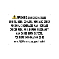Proposition 65 Alcoholic Beverages Exposure Warning Sign - 14x10 - Outdoor rated Non-Reflective aluminum Parking Garage Warning Signs