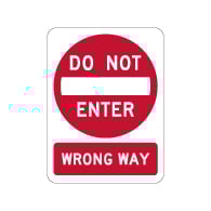 R5-1 Official MUTCD Do Not Enter/Wrong Way Combo Road Signs - 12x18