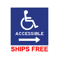 Label - Wheelchair Symbol (ISA) and word Accessible with Right Arrow - 6x6