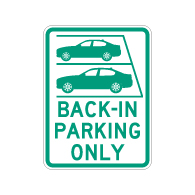 Back-in Parking Only - 12x18 - Available from STOPSignsAndMore.com