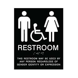 ADA Gender Neutral Wall Sign with Wheelchair Symbol 8x10 - Black