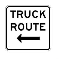 Truck Route Left Arrow Signs - 18x18 - Reflective Rust-Free Heavy Gauge Aluminum Road and Parking Lot Signs
