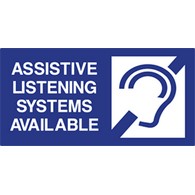 ADA Compliant Assistive Listening Devices Available Signs with Tactile Lettering, Ear Symbol, and Grade 2 Braille - 12x6 size