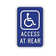 Handicapped/Wheelchair Access At Rear Signs with ISA (International Symbol of Accessibility) 12x18