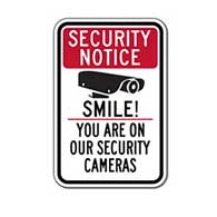 Video Security Cameras Sign - 12x18 Smile!