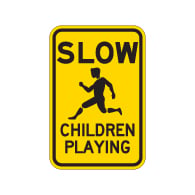 SLOW Children Playing Sign  - 12x18 - Official Reflective Rust-Free Heavy Gauge Aluminum Children At Play Signs