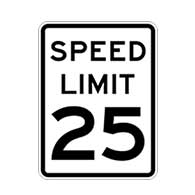 Twenty-Five Miles Per Hour Sign - 12x18 - Official R2-1 MUTCD Compliant Reflective Rust-Free Heavy Gauge Aluminum Speed Limit Signs