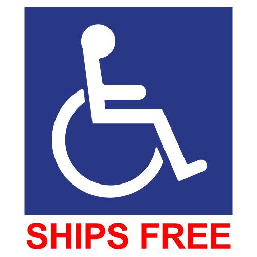 Handicap symbol sticker 4"X4" Blue with white lettering