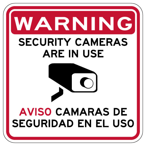 24 Hours A Day Video Camera Surveillance Metal Aluminum Sign Legend Bilingual 