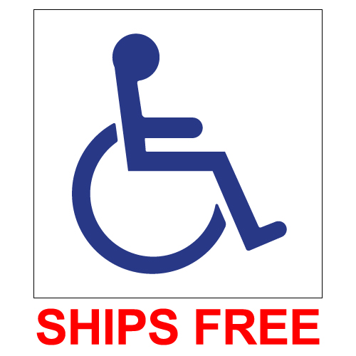 Handicap Accessible Sign Blue//white Plastic Self Adhesive 6X6 New Seal