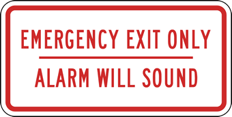 Buy Emergency Exit Only Alarm Will Sound Sign 12x6