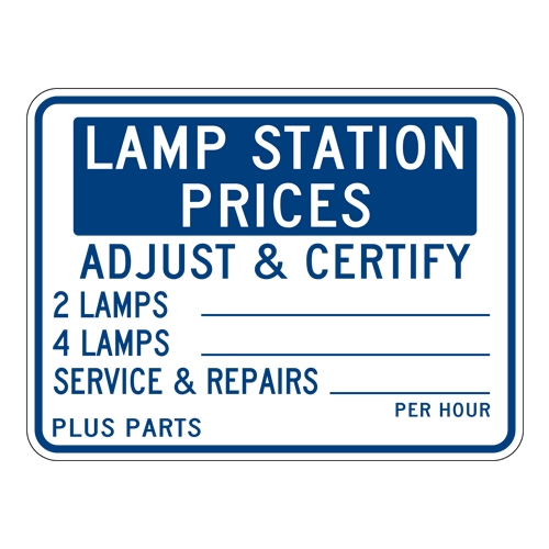 Official Brake and Lamp Adjusting Station Combo Sign - Single 