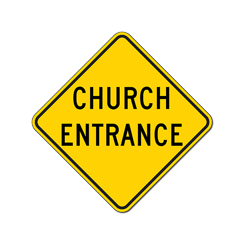 Church Entrance Sign With Right Arrow — 18x18 Inches, Durable HDPE | Outdoor/Indoor Use, Made In USA By Sigo Signs - View #3