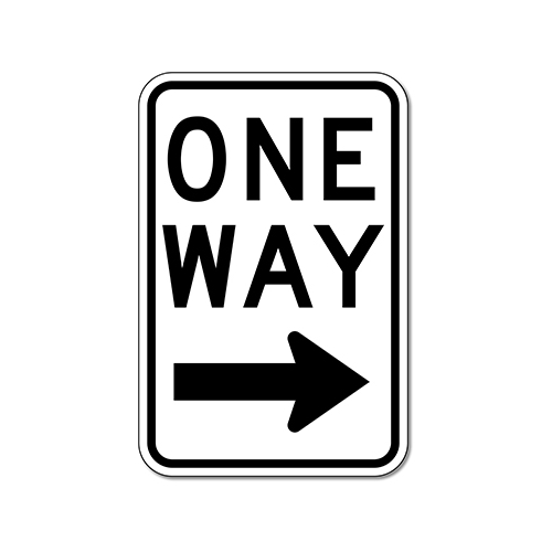 R6-2L-MOD One Way Sign With Right Arrow - 12x18 | StopSignsandMore.com