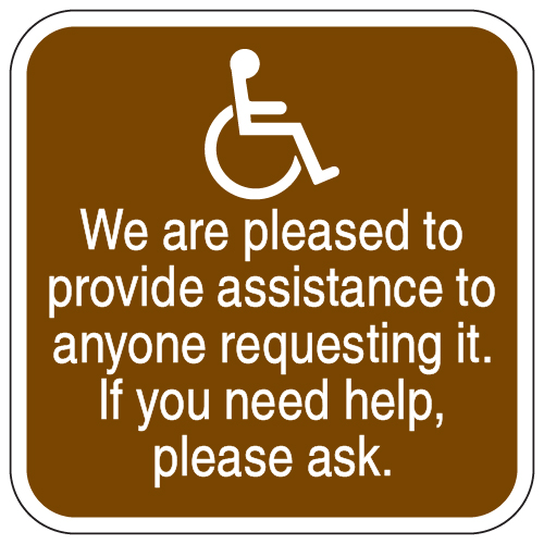Plaque En Métal « We Are Pleased To Provide Assistance Disabled » - 20