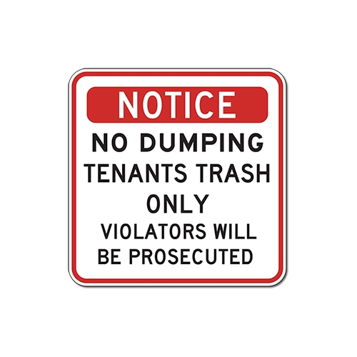 Heavy Gauge Private Trash Container No Outside Dumping 12x18 Aluminum sign 