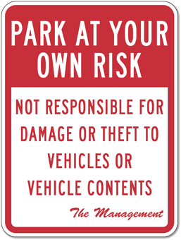 Eyelets VEHICLES LEFT AT OWNERS RISK SIGN BANNER LARGE OUTDOOR waterproof PVC 