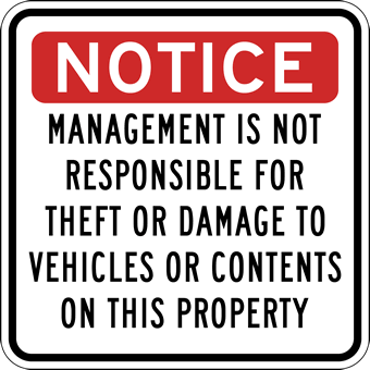 NOT RESPONSIBLE FOR PERSONAL PROPERTY ANY SIZE VINYL DECAL BUMPER STICKER P571 