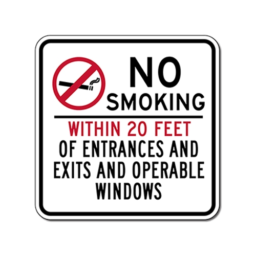 No Smoking Within 20 Feet-Entrances-Exits-Operable Windows Sign-24X24