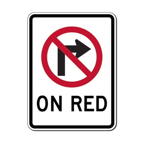 R13-A No Right Turn On Red Sign -18x24