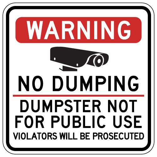 thumbnail interactive-video image 1 of Work House Signs 'WARNING NO DUMPING ALLOWED' – Red Aluminum Composite Sign For Exterior Use 1 of 2