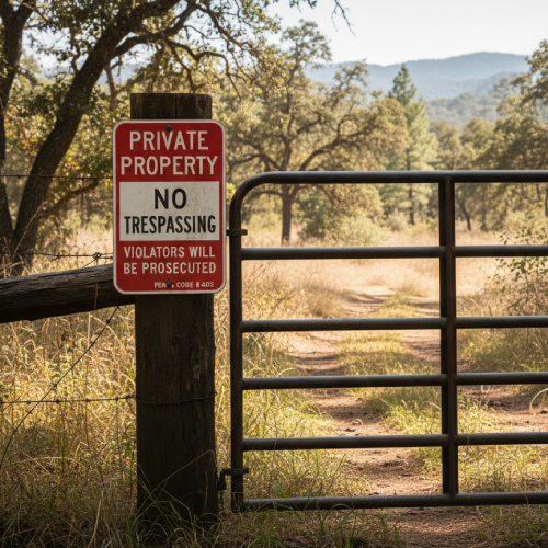 California Penal Code Private Property No Trespassing Sign - 12x18