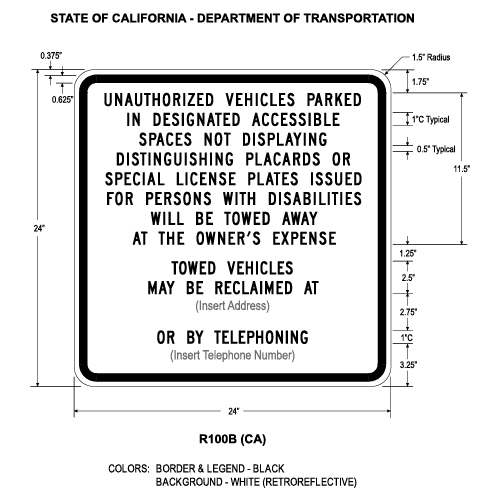 Handicap Sign For Car California