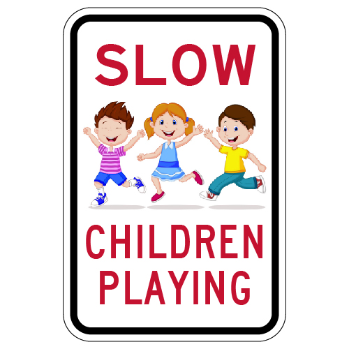 Neighborhood Children At Play Caution Sign - 12x18