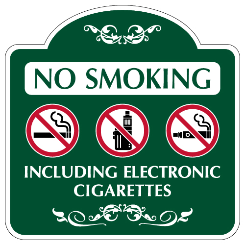 Mission Style No Smoking Including Electronic Cigarettes Sign - 18x18