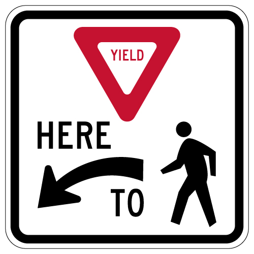 USAストリート看板 YIELD R1-5 Yield Here To Pedestrians Left Arrow Sign - 18x18