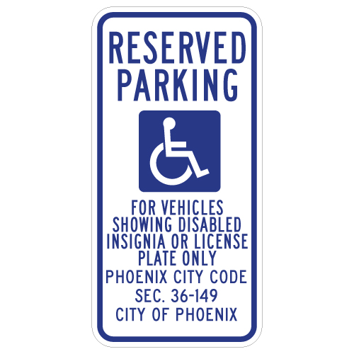 Phoenix Arizona State ADA Reserved Parking Sign - 12x24