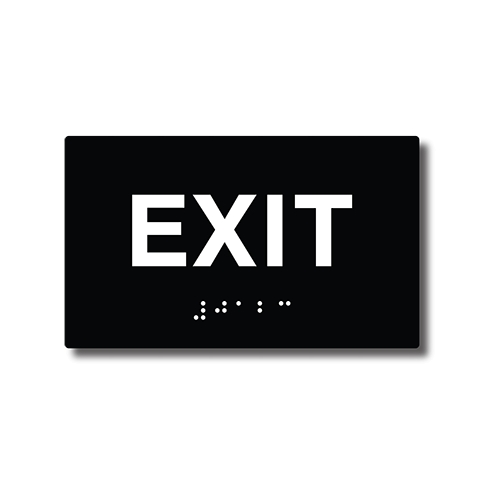 ADA EXIT Route Braille Sign, 6"x6", Double Sided VHB Tape (Blue