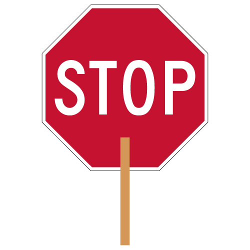 2-Sided Hand-Held STOP Sign - 18x18 | StopSignsandMore.com