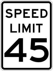 Forty-Five Mile Per Hour Speed Limit Sign - 18x24 - Official MUTCD Compliant R2-1 Reflective Rust-Free Heavy Gauge Aluminum 45 Miles Per Hour Speed Limit Signs